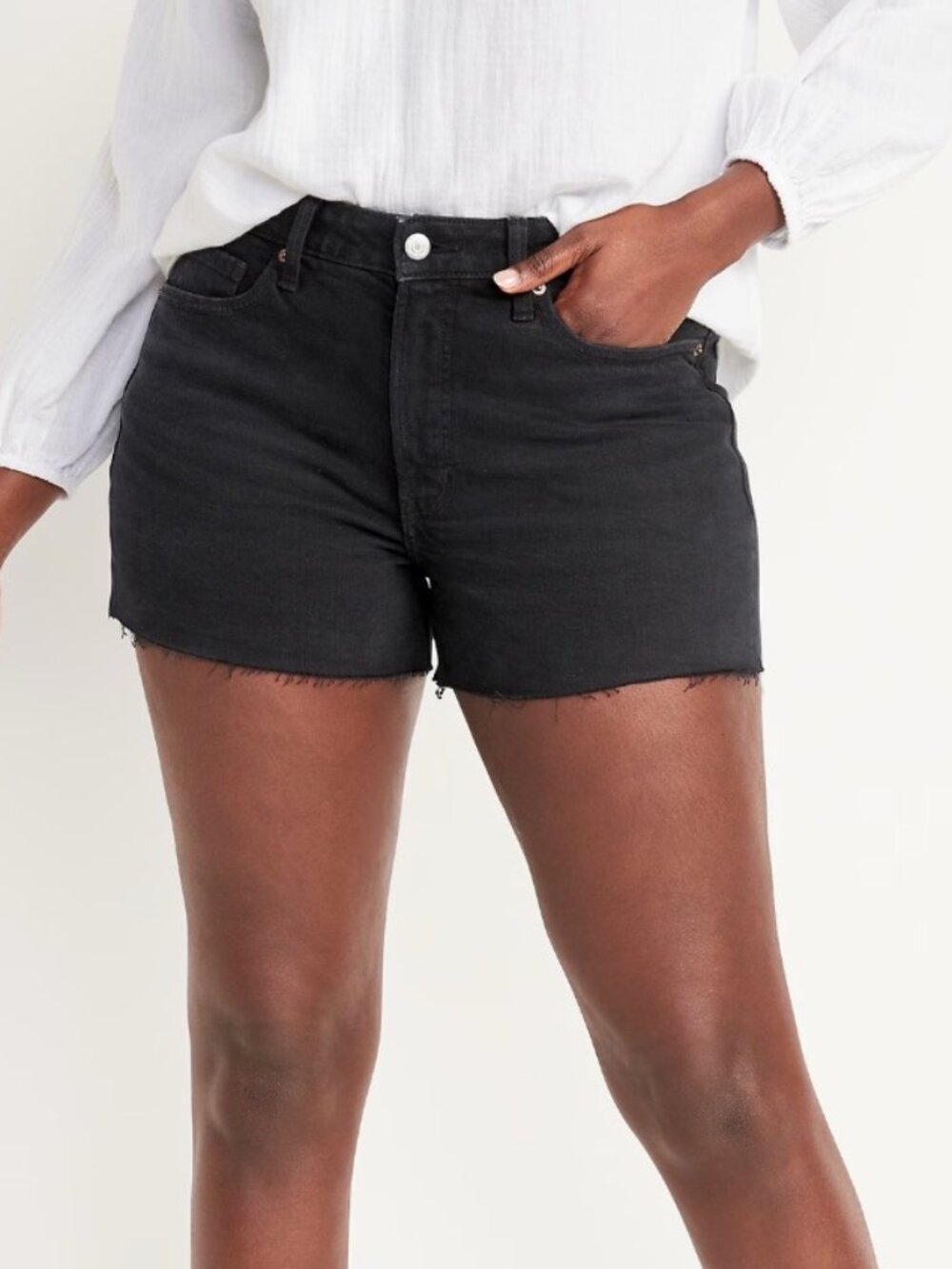 Old Navy High Rise OG Straight Black Denim Cut-Off Jean Shorts (10) NWOT!